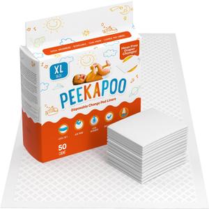 Peekapoo X-Large (30"x18") Disposable Changing Pads for Baby Portable Changing Pad Liners for Mess Free Travel, Ultra Absorbent, Waterproof and Super Soft, 50 Count