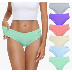 coskefy Women's Underwear Cotton Hipster Panties Low Rise Briefs Soft Strench Breathable Ladies Bikini Underwear 6 Pack, Size M