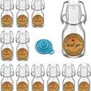 6Pcs White Lid 2 oz Mini Swing Top Glass Bottles, 60ML Mini Storage Bottles, with Lids Kraft Decoration,Small Glass Bottles,for Wedding Themed Party Favors (6)