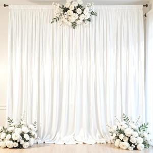 White Glitter Satin Backdrop Curtain for Parties 10x10FT Shimmer Photo Backdrop Drapes Non-Wrinkle Sparkle Drapes for Backdrop,Back Drop Cloth for Wedding Baby Shower Birthday Christmas Decorations