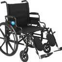 Medline Premium Ultra-Lightweight Wheelchair with Flip-Back Desk Arms and Elevating Leg Rests for Extra Comfort, Black, 22 x 18" Seat