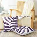 CaliTime Throw Pillow Covers Decorative 18 X 18 Inches Pack of 2 Cozy Fleece Modern Abstract Plant Leaves Cushion Cases for Couch Bed Sofa Farmhouse Decoration Deep Purple