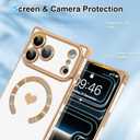 OOK Magnetic Case for iPhone 17 Pro Max 6.9 Inch [Wireless Charging Compatible] Soft TPU Heart Design Phone Cover with Screen Protector Shockproof Protection Slim Case for Women - White (White (NO Strap))