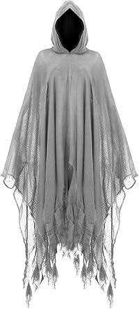 Halloween Grim Reaper Costume Medieval Renaissance Hooded Cloak Gothic Wizard Cape for Adult Halloween Cosplay