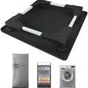 KUPAO Mini Fridge Stand with Silicone Drip Tray, Universal Adjustable Base with 4 Strong Feet, 23.6" x 23.6" Mini Fridge Mat, Suitable for Small Refrigerators, Portable Compact Washer or Dryer, Black