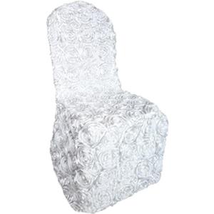 Luchuan 3D Solid White Rosette Banquet Wedding Dining Chair Covers