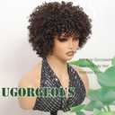 Medium Brown Synthetic Curly Wigs For Black Women Short Curly afro Wig With Bangs Synthetic Hair Heat Resistant African American Wigs