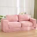 MAXYOYO Bean Bag Chair, Two-seat Bean Bag Sofa with Pillows and Armrests for Adults, Upholstered Loveseat Floor Sofa Couch Fluffy Chair Bean Bag Couch for Bedroom Living Room, Pink