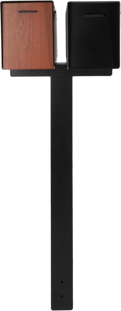 Ilyapa Double Mailbox Post for Outside - 43x4x4 inch Black Metal Dual Mailboxes Post for Outside with Universal Mounting Bracket Plate