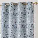 HLC.ME Paris Paisley Decorative Pattern Print Damask Pattern Light Reducing Grommet Window Curtain Panels for Bedroom - Set of 2 (50 W x 84 L Long, Blue)