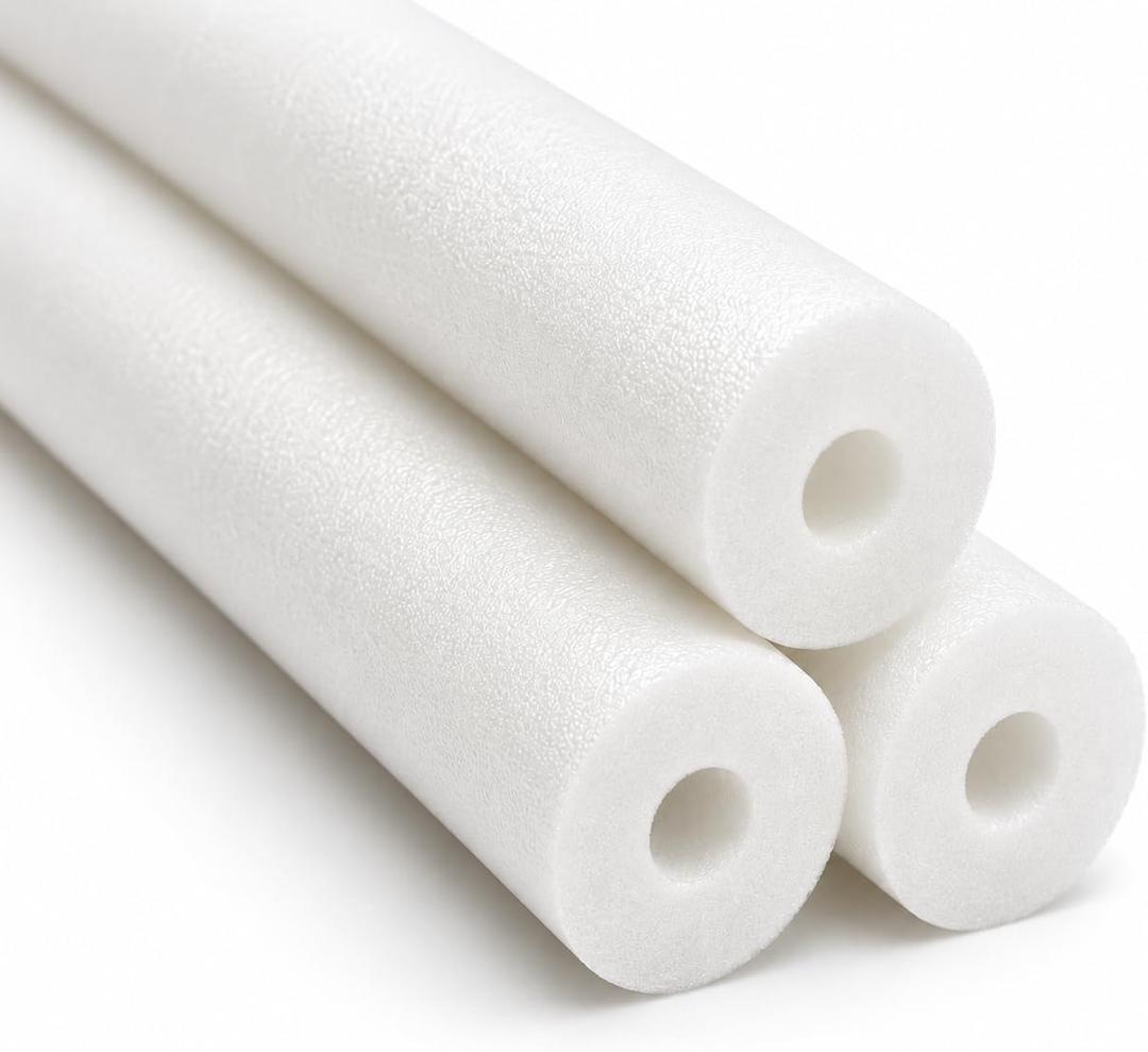Chochkees Pool Noodles 52" x 2.5" Inch Swimming Hollow Core Foam Tube, Floating Thick Noodles for Floating, Pool Accessories, 3-Pack, White