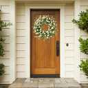 Sggvecsy White Daisy Wreath 24 Inch with Fake Silk Floral Green Eucalyptus Leaves and Lavender for Spring Summer Front Door Window Wall Wedding Farmhouse Festival Decor