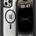 for iPhone 14 Pro Max Case, Compatible with MagSafe, Heavy Duty Shockproof Protection Phone Case, Transparent Double Layer Magnetic Protective Cover for iPhone 14 ProMax, 6.7'', Black
