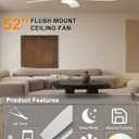 Ohniyou Ceiling Fans with Lights, 52'' Low Profile Ceiling Fan with Light and Remote/APP Control, Modern Flush Mount Ceiling Fan for Indoor Bedroom Living Room, Dimmable, Qiuet DC Motor, White