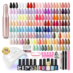 Phoenixy 58Pcs Gel Nail Polish Kit with UV Light and Nail Drill, 40 Colors Gel Nail Polish 5Pcs Glossy Matte Glitter Gold Silver Top Base Coat Home DIY Nail Kit Art Manicure Gifts for Women & Girls