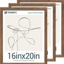 16x20 Poster Frame 3 Pack with HD Glass- Brown Walnut, Natural Solid Wood Picture Frame, Wall Gallery Frame