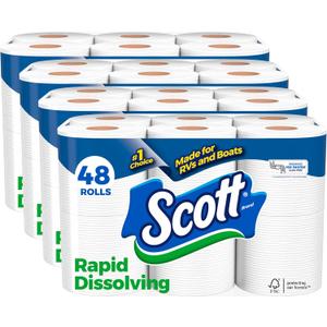 Scott Rapid-Dissolving Toilet Paper, 48 Double Rolls, Septic-Safe, Toilet Paper