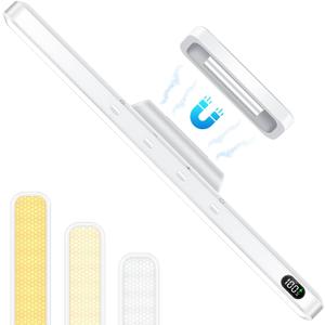 WILLED 3W Magnetic Light Bar, Eye-Friendly Makeup Lighting, 2000mah Vanity Lights for Mirror with Battery Display, Button Control Rechargeable Light Bar for Cabinet, Closet, Bathroom and Desk (No Motion Sensor)