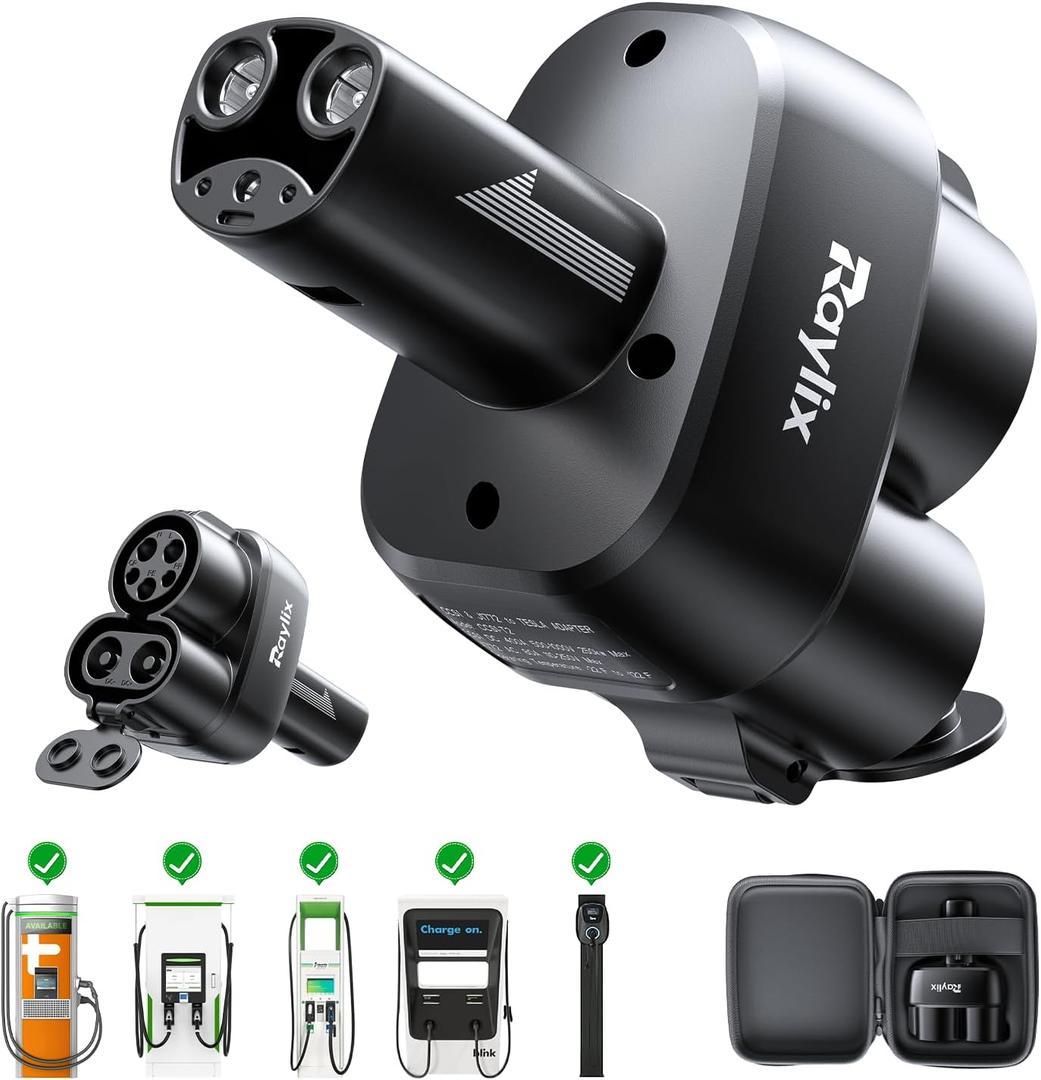 Raylix 2In1 CCS & J1772 to Tesla Adapter, Only Fit for Tesla Model Y 3 X S (2021-2026), Fast 250kW Charging, CCS1 to Tesla Charger Adapter, Compatible with DC Level 3 & AC Level 1/2 Charging Stations