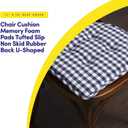 Sweet Home Collection Chair Cushion Memory Foam Pads Tufted Slip Non Skid Rubber Back U-Shaped 17" x 16" Seat Cover, 2 Count (Pack of 1), Checkered Navy/White