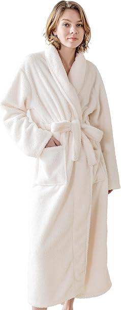 Robes for Women – Premium Plush Fleece Long Bathrobe for Women with Shawl Collar, Soft Warm Womens Robe Large