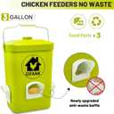 Chicken Feeder and Waterer Set,3 Gallon Automatic Chicken Feeder No Waste,Hanging Poultry Waterer Feeder Kit with Chicken Waterer Nipples and Feeding Ports,Chicken Coop Accessories