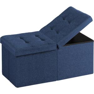 30-INCH Storage Ottoman Bench, Footrest with Storage, End of Bed Bench Coffee Table for Living Room, Bedroom, Entryway, Blue