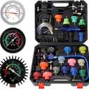 VTG VOGTEN 31PCS Coolant Pressure Tester Kit,Radiator Pressure Tester and Vacuum Refill Kit for Automotive Cooling System Water Tank Leakage Detection (Black)