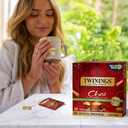 Twinings Decaffeinated Chai Spiced Black Tea Bags, 100 CT Box (1 Pack) | Sweet & Savoury Cinnamon, Ginger, Cardamom & Clove, Blended With Decaf Black Tea, 100 Foil Lined Individually Wrapped Bags (EXP 10/18/28)