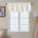 Lecloud Ivory Valance for Windows 14 Inch Length 1 Piece, Semi Sheer Faux Linen Textured Window Valance for Bedroom Living Room Kitchen, Small Curtain with Dual Rod Pocket, 60" W x 14" L