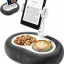 Miledi Tablet Pillow Stand, Compatible with 5"-12.9" Kindle, iPad, Phone/Tablet, 360 Rotating Phone Holder for Bed, Soft Plush Fabric, Detachable Bowl, Reading and Relaxation on Bed, Black