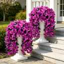 Fake Bougainvillea Artificial Hanging Flowers, 2 PCS Outdoor Faux Plants UV Resistant Realistic Silk Long Trailing Vines for Door Porch Outside Planter Urn Patio Garden Yard Dec, Light Purple