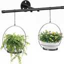 Hanging Planters for Indoor Plants - Plant Hanger Indoor Rod with 2 Diamine Plastic Pots, Ceiling or Wall Planters, Hanging Flower Pots - Plants NOT Included