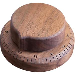 Walnut Wood Kitchen Timer  60 Minute Mechanical Countdown, Wooden Cooking Timer for Baking, Study & Home (8cm)