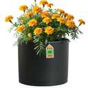 10 Inch Round Plastic Plant Pot with Drainage Holes and Saucer, Wide Flower Pots for Indoor & Outdoor Plants 7.9" Tall Modern Cylinder Planter Pot for House Plants and Home Decorative, Matte Black