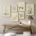 Vintage Botanical Wall Art Set of 6 Neutral Floral Canvas Wall Decor Wildflower Wall Art Watercolor Flower Prints Botanical Poster Minimalist Plant Pictures for Bedroom Living Room 8x10 Inch Unframed