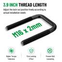 4 Pack Square U Bolt for 3 Inch Wide Leaf Spring, Black Steel U Bolt Brackets with Plates, 5" Long x 3-1/8" Wide x 5/8" Diameter, Fit for Truck, Trailer and Boat