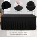 Wish Care 2 Pack Black Spandex Table Cloths - Fitted, Wrinkle Free, 6ft Rectangle Table Cover for Party, Banquet, Wedding & Events