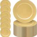 MAONAME 13" Gold Charger Plates Set of 100, Round Charger for Dinner Plates, Plate Chargers with Beaded Rim, Plastic Table Chargers for Wedding, Party