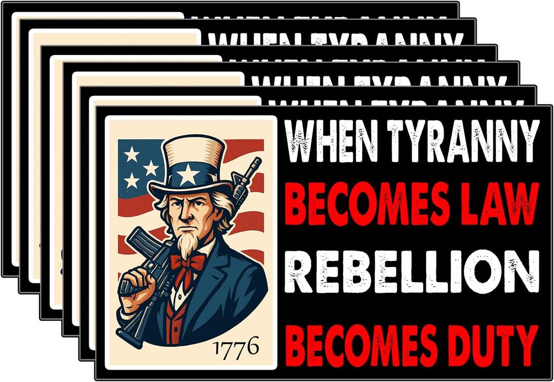 2 x 6Pcs When Tyranny Becomes Law Rebellion Becomes Duty Sticker - When Tyranny Becomes Law Rebellion Becomes Duty Bumper Sticker - 5"x3" Phone Stickers, Premium UV Printing Laptop Stickers