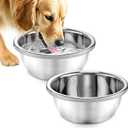 2 Pcs 1 Gallon Large Dog Bowls - Food Grade Stainless Steel Metal Water Bowls, Easy to Clean Food Bowl for Medium Large Dogs Indoor Outdoor