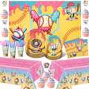 Suclain 203 Baseball Ice Cream Drip Birthday Party Decorations Serves 25
