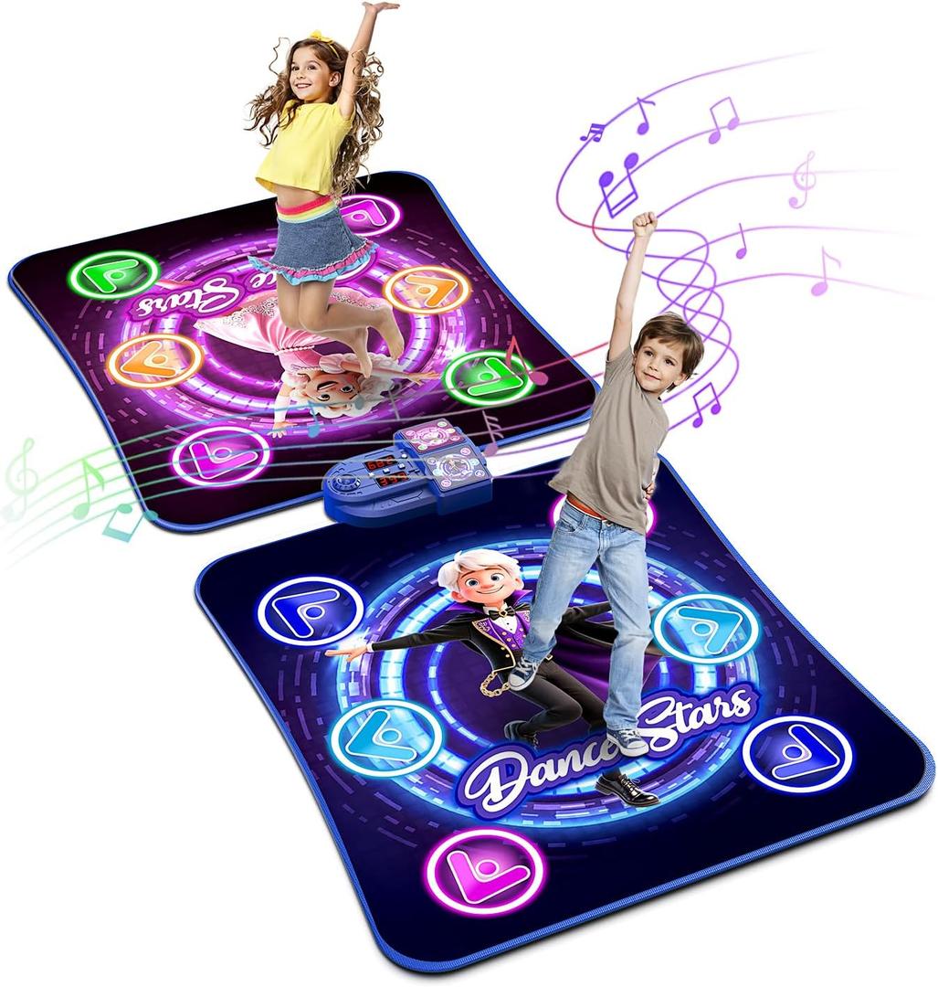 Dance Mat Toys for 3-12 Year Old Girls Boys, Dance Mat for Kids with Light Up 12-Buttons & 5 Game Modes, 2 Player Electronic Dance Pad Toys, Birthday Xmas Gifts for 3 4 5 6 7 8 9 10+ Year Old Kids