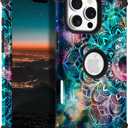Hocase for iPhone 16 Pro Max Case, Heavy Duty Shockproof Protection Soft Silicone Rubber+Hard Plastic Bumpers Hybrid Protective Case for iPhone 16 Pro Max 2024 - Mandala in Galaxy