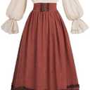 LTAKK Victorian Dress Women Edwardian Dresses 1800s Vintage Medieval Renaissance Costume 2-Piece, L