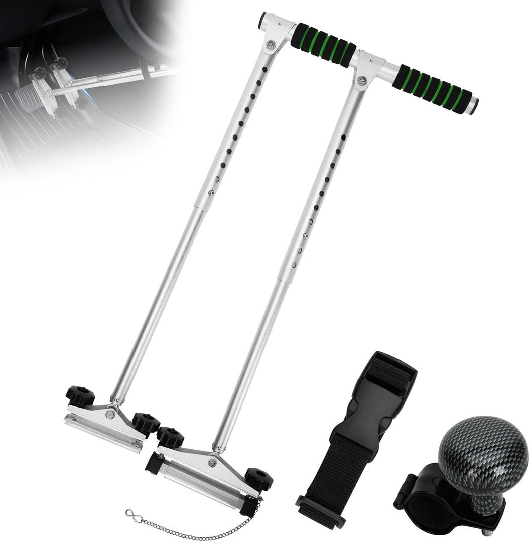 Hand Controls for Disabled Drivers with Steering Wheel Knob, Handicap Driving Hand Control for All Automatic Vehicles, Length Adjustable, Double Insurance