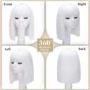 SUKRI White Bob Wig with Bangs Short Straight White Wigs for Women Silver White Bob Hair Wig for Party Cosplay Daily Use12Inch