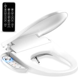 Bidet Toilet Seat - Heated & Elongated Design with Warm Water Wash, Wireless Remote, and Self-Cleaning Nozzle | Includes Soft-Closing Lid, LED Nightlight & Air Dryer