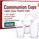 Concordia Supply Communion Cups - 1-3/8" Recyclable Hard Plastic Cups w/Smooth Edges & Fits Standard Holy Communion Trays for Church Services, Fellowship & Santa Cena, (1000 Count) (Transparent)