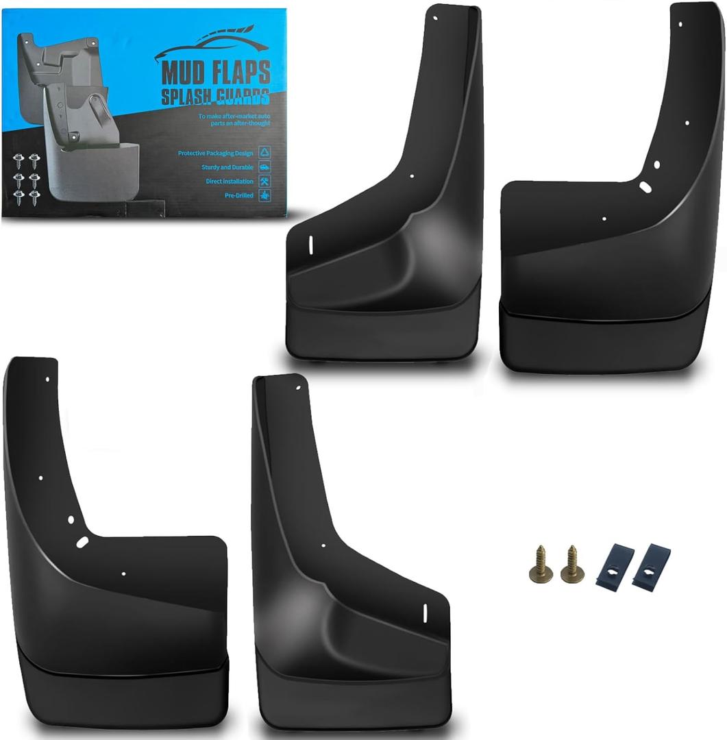 KEYOOG Front &Rear Mud Flaps Splash Guards Fit for 01-06 Chevy Avalanche 1500/2500 Silverado 1500HD Tahoe 99-06 GM-C Sierra 3500 Yukon/Xl 1500 Dedicated Mudguard for Four Seasons 4-Pc Set Splash Guard